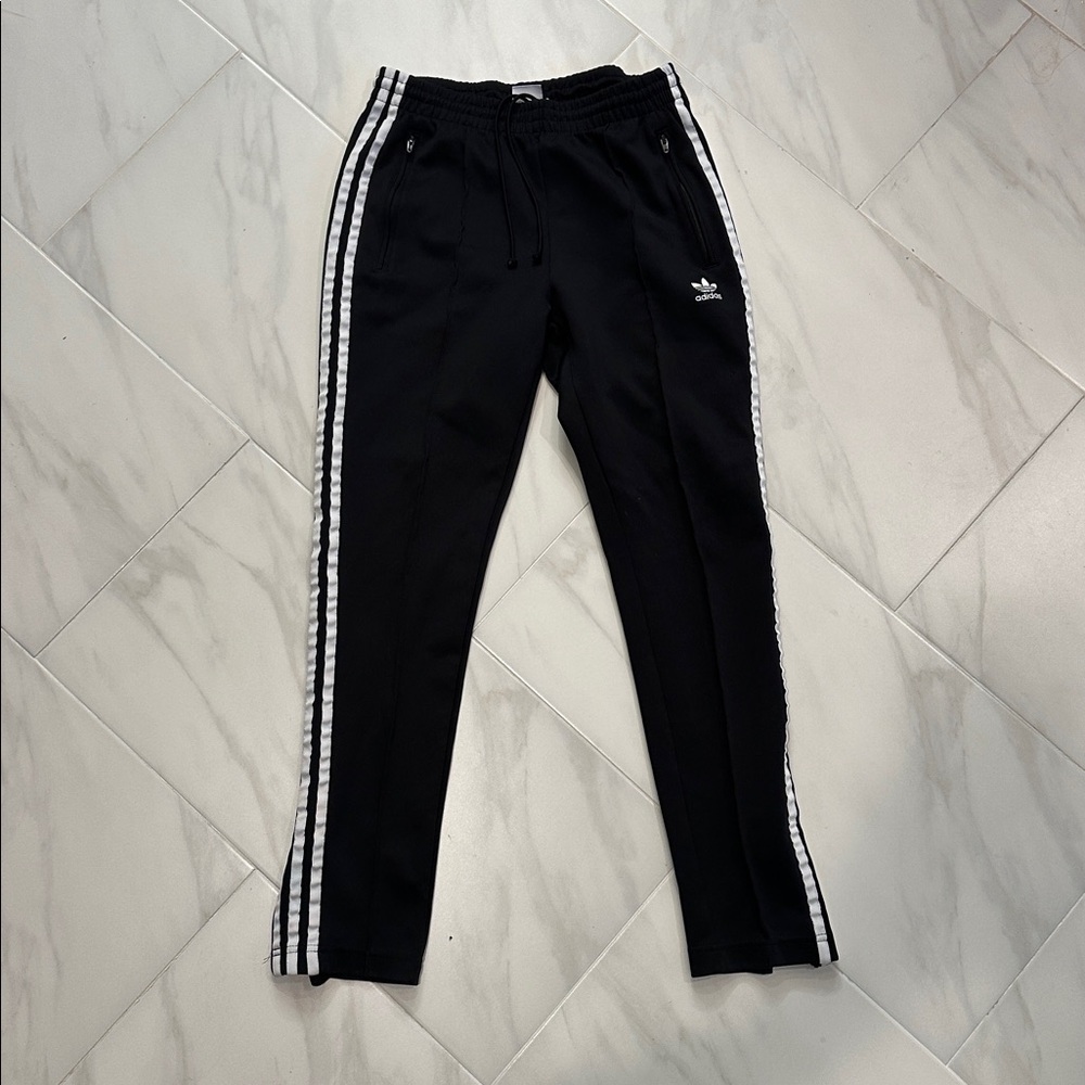 adidas Black Track Pants with White Stripes